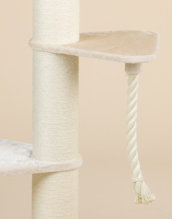 Grand, Espace de repos triangulaire Step Beige avec corde de jeu (pour poteaux de 12, 15 ou 20 cm)